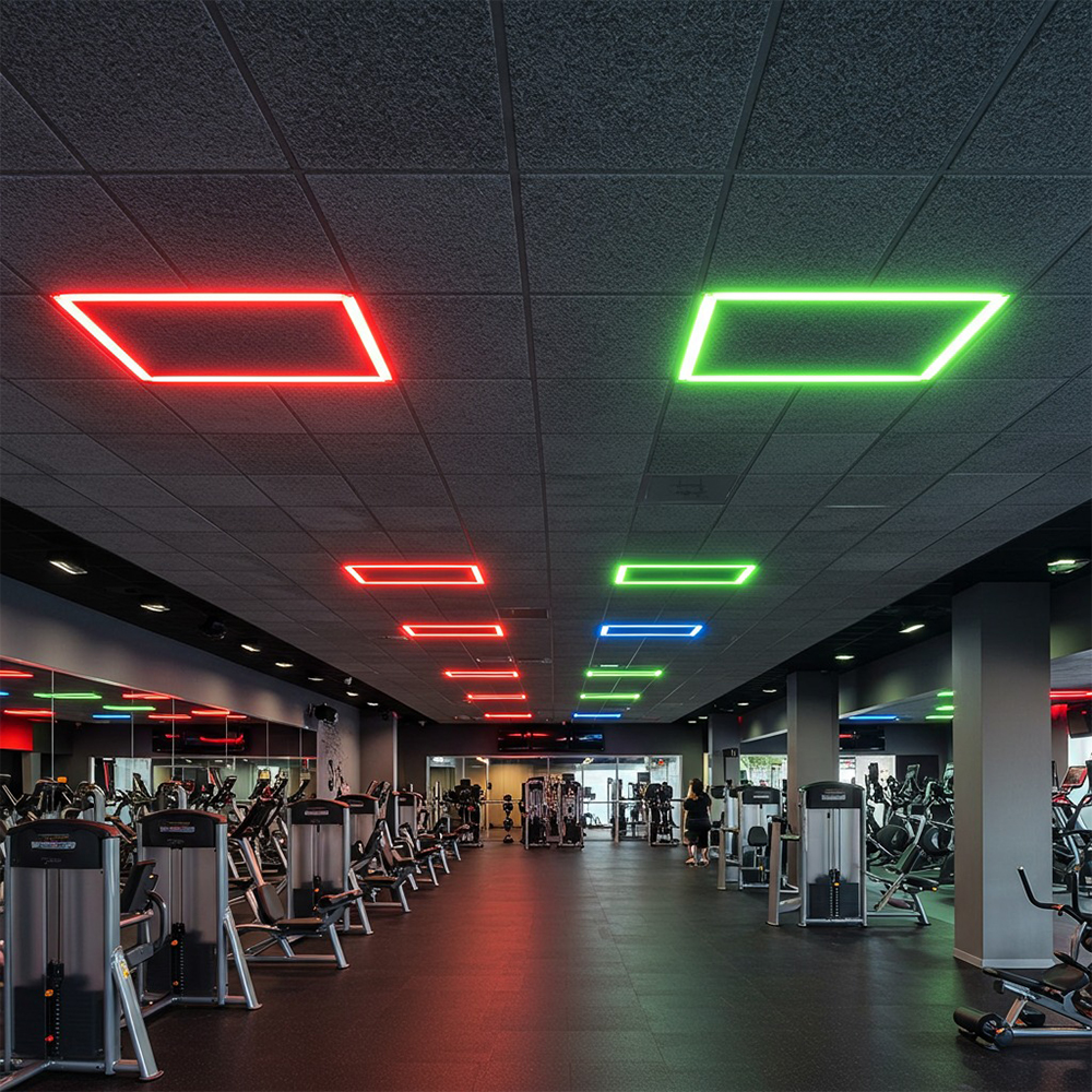 RGB LED 사각 프레임 천장 조명 기구, 4바 디자인