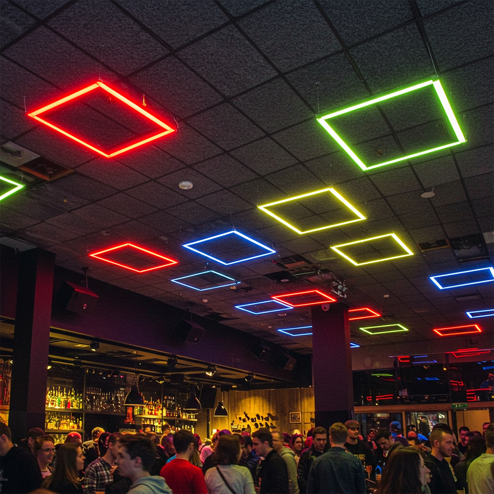 RGB LED 사각 프레임 천장 조명 기구, 4바 디자인