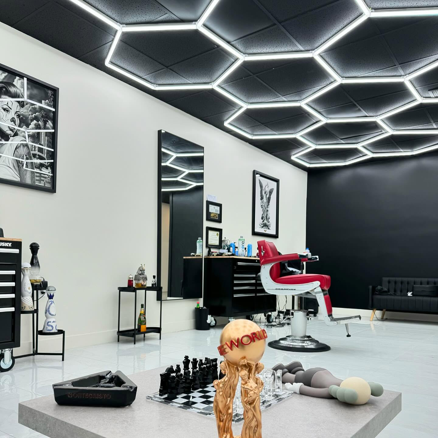 Luci da studio per dettagli auto a soffitto a nido d'ape a LED per garage