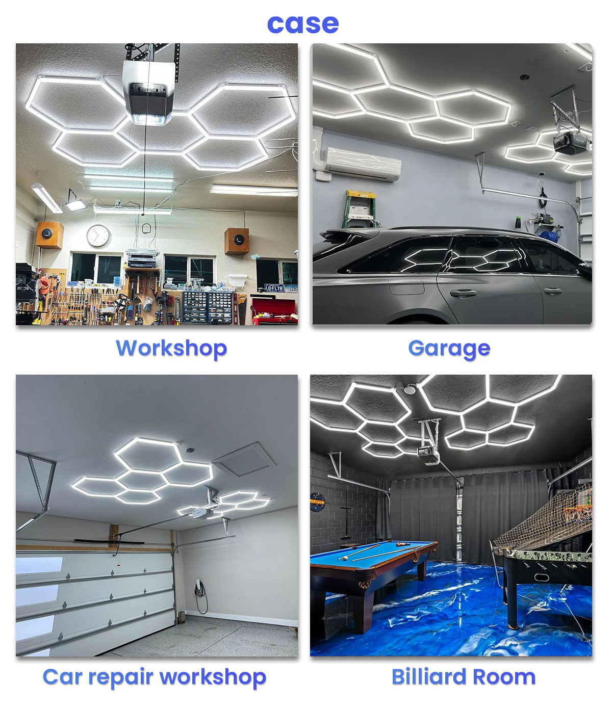 Luz LED hexagonal para garaje, 168 W, brillo ajustable con interruptor de tres paradas 6500 K