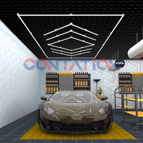 Polygonale LED-Werkstattleuchten f&uuml;r Autopflege, -w&auml;sche und -reparatur