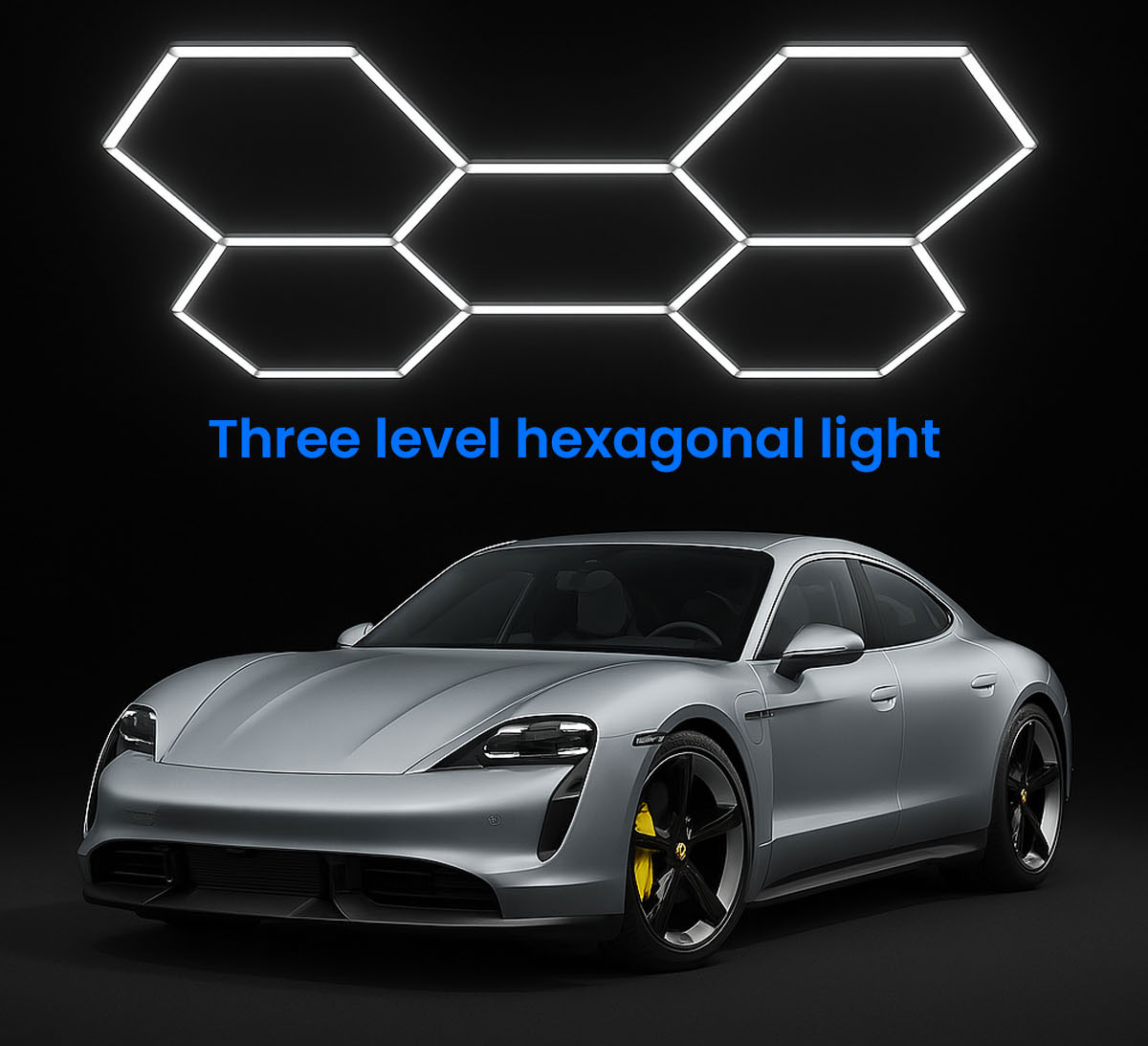Luz LED hexagonal para garaje, 168 W, brillo ajustable con interruptor de tres paradas 6500 K